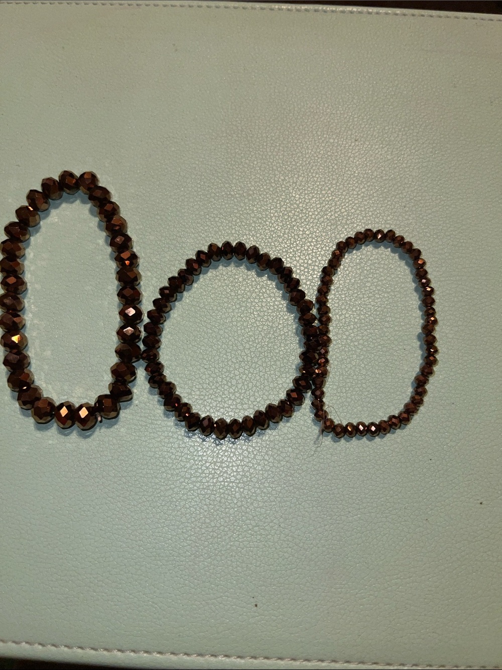 Trio Gold/Brown Faceted Bead Stretch Bracelet Set - Unbranded